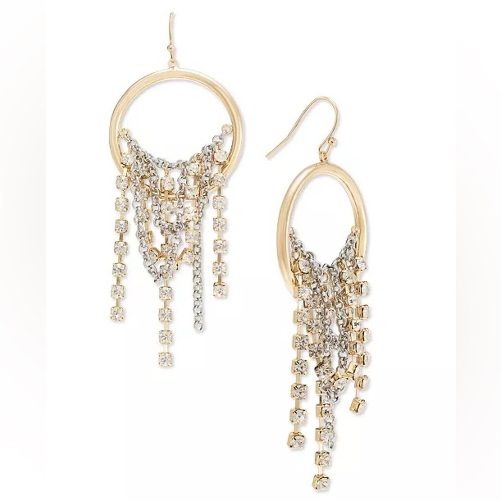NWT Crystal Chain Fringe Drop Earrings